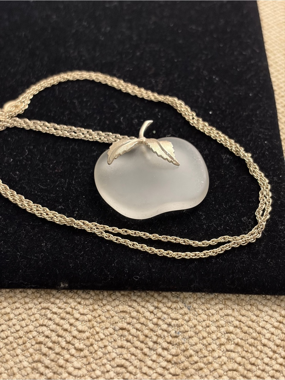Avon vintage frosted glass apple necklace